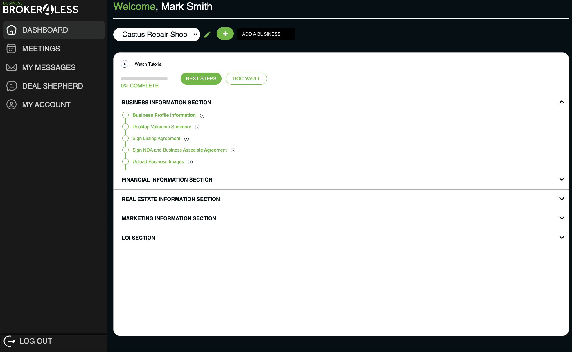 Dashboard Screenshot